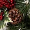 Glitzhome 24" Pre-Lit Buffalo Check Bow, Berry, Holly & Pinecone LED Wreath